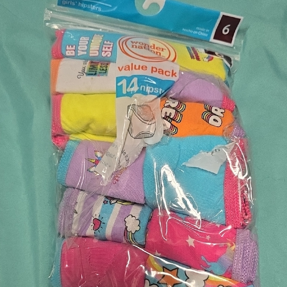 Wonder Nation Colorful Girls' Hipsters 14-Pack